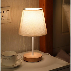 Mua Đèn ngủ để bàn đế gỗ chao vải hình chóp phong cách hiện đại (bảo hành 1 đổi 1)