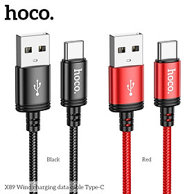 Dây cáp sạc Type C Hoco siêu nhanh 3A dài 1m 2m - Cáp typec bọc bù Android chuẩn USB to Type C Hàng chính hãng