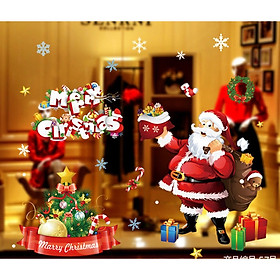 Decal dán kính hít tĩnh điện trang trí noel - ông già noel mập ú HYC-57