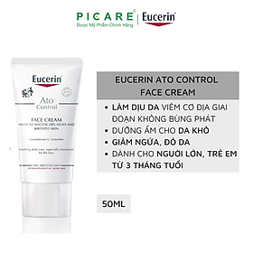 Eucerin Kem Dưỡng Giảm Ngứa, Đỏ Cho Da Mặt Ato Control Face Cream  50ml