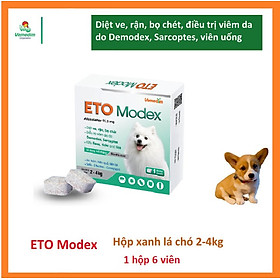 Vemedim ETO Modex viên uống diệt ve, rận, bọ chét, viêm da do Demodex, Sarcoptes cho chó