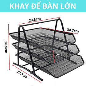Khay Kệ Đựng Tài Liệu ĐỂ BÀN 3 Ngăn, Kệ Khay Lưới Kim Loại Đựng Hồ Sơ Giấy Tờ Văn Phòng, Học Sinh
