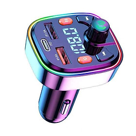 Bluetooth 5.0 USB C CAR SARGER PD18W TYPE C CAR Điện thoại Bộ sạc FM Trình phát tay Bộ thu âm thanh AUTO