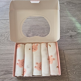 Set 5 Khăn sữa sợi tre Gee mềm mịn, thấm hút, kháng khuẩn 30x30cm cho bé, trẻ sơ sinh 2 lớp cao cấp