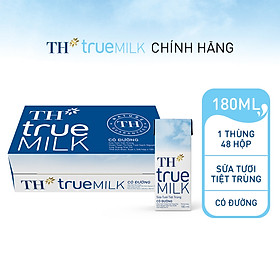 Thùng 48 hộp sữa tươi tiệt trùng TH true MILK có đường 180 ml (180 ml x 48)