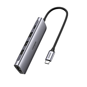 Ugreen UG70495CM136TK 5 trong 1 màu xám bộ chuyển USB type C ra 3*USB 3.1 sạc 100w PD 4K HDMI - HÀNG CHÍNH HÃNG