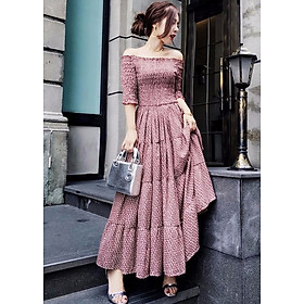 Đầm Nữ Maxi Bẹt Vai DM885 - Hồng