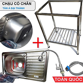 Mua Bộ Chậu Rửa Bát Inox TÂN Á ĐẠI THÀNH Có Chân Và Vòi - Chậu Chính hãng loại 1 hộc có bàn và 2 hộc đôi
