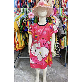 Đầm Bé Gái Mèo Hello Kitty Tặng Túi, Size 20,5-27Kg, 5-8 Tuổi In 3D Váy Thun Lạnh Dễ Thương