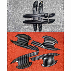 Bộ 8 Ốp Tay Nắm Hõm Cửa Dành Cho Xe Ô Tô Tucson 2016 2017 2018 2019 2020 Vân Cacbon