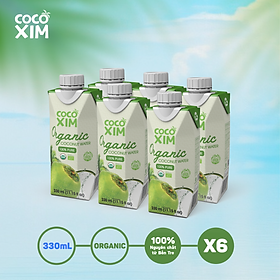 Combo 6 Hộp Nước dừa đóng hộp Cocoxim Organic dung tích 330ml/Hộp