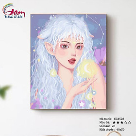 Mua Tranh tô màu theo số cung hoàng đạo cô gái Bạch Dương mới lọ màu to 5ml + 2 bộ cọ + khung 2.5cm CG4528