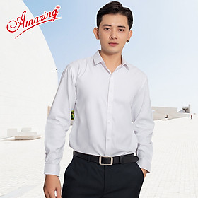 Áo sơ mi nam công sở Amazing, màu trơn, form slim fit không túi, vải Bamboo, phong cách Hàn, vạt bầu