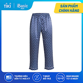 Quần dài mặc nhà nam pyjama lụa satin hoạ tiết icon iBasic HOMM016B