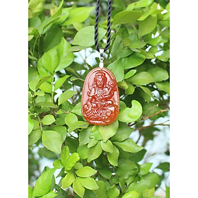 Mặt dây chuyền Phật bản mệnh tuổi Tỵ, Đá Mã não đỏ, Phật Phổ Hiền Bồ Tát, Cỡ nhỏ, AKO3