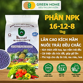 Phân bón NPK 16-12-8-11S+TE Greenhome, Better, Bao 1kg, Phát Triển Nhanh Thân, Cành, Lá, Bộ Rễ - 1KG NPK TÍM BETTER