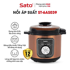 Nồi áp suất đa năng SatoAlpha 6AS039 6.0L - Lòng nồi bằng hợp kim nhôm chống dính cao cấp, an toàn sức khỏe. Bảng điều khiển Tiếng Việt dễ hiểu khi dùng với van xả áp, van khóa hiện đại - Miễn phí vận chuyển toàn quốc - Hàng chính hãng