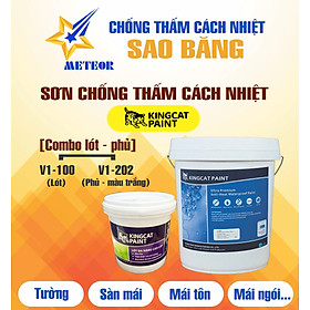 Mua (Bộ sơn lót 1L - phủ 3 8L) Sơn Chống Thấm Cách Nhiệt KINGCAT Lót V1-100 & Phủ V1-202 - Cho MÁI TÔN  tường ngoài  sàn mái  .... thi công được 10-15m2