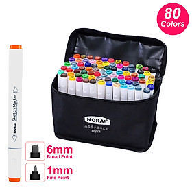 80 Vibrant Colors Art Markers Set Double Tip Broad Fine Point Alcohol-Based Quick Drying Marker Pen with Carrying Bag