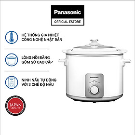 Nồi Nấu Chậm Ninh Hầm Đa Năng Panasonic NF-N50ASRA 5 Lít - 26W - Lòng nồi gốm - 3 mức nấu nhanh chậm tự động - Hàng Chính Hãng