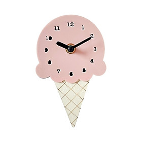 Clock Ice Cream Household Wooden Hanging Clock for Home Wall Decor