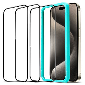 Kính Cường Lực không viền đen ESR Tempered-Glass Screen Protector cho iphone 16/ 16 plus/ 16 pro/ 16 promax, kèm khung dán_ Hàng chính hãng
