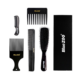 Blue ZOO Plastic Barber Combs 5PCS Hair Brushes Hair Cutting Styling Combs Kit for Salon Hairdressing Combs Kit Hair