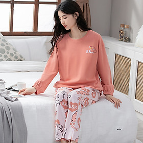 Đồ mặc nhà nữ thu đông cotton mịn đẹp 5129