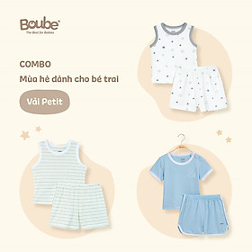 Combo 3 bộ quần áo mùa hè mát mẻ cho bé trai Boube, chất vải petit mềm mịn, thoáng mát - Full size cho bé 0-24M (3-15kg)