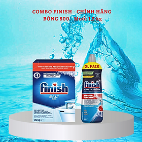 Combo Muối rửa bát finish 1.5kg+Nước làm bóng finish 750ml dùng cho Máy rửa bát