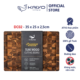 Thớt thái gỗ teak đầu cây KAIYO size S 30 x 20 x 2,5cm 