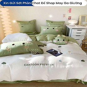 Bộ Chăn Ga Gối Đệm Linen 5 Món ANNA NGUYÊN Cao Cấp Chăn Chần Bông Lụa Mềm