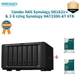 Mua Combo Thiết bị lưu trữ NAS Synology DS1621+ và 2 Ổ cứng Synology HAT3300-6T Hàng Chính Hãng