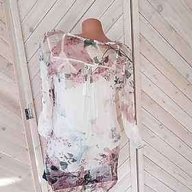 Fashion Bohemian Women’s Long Sleeves Butterfly Floral Print Chiffon Shirt Button Tops Blouse Plus Size - 3XL