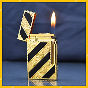 Mua Vỏ Hột Quẹt Bật Lửa Upon D42V Họa Tiết Hoa Lá Sơn Mài Nền Đen Vàng Đối Nhau - Dùng Gas Đá Cao Cấp