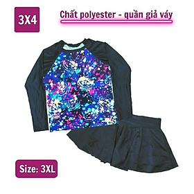 Đồ bơi bé gái tay dài đáng yêu 45-60kg- tay dài cho bé bơi lâu mà không sợ lạnh, quần giả váy kính đáo