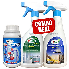 [COMBO 3 CHAI] Tẩy cặn canxi + tẩy dầu mỡ + bột thông cống HGO-NEW3 tiết kiệm 30%
