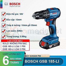 Máy khoan động lực dùng pin Bosch GSB 185-LI và Phụ kiện