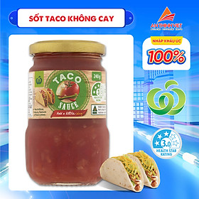 Sốt taco không cay, sốt chấm làm Bánh Tacos & Tortilla Woolworths hũ 240g