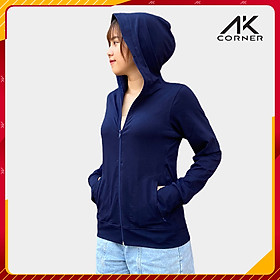 Áo khoác nữ cao cấp 100 Cotton 4 chiều thoáng mát, chống nắng tốt, thấm hút mồ hôi, chống tia UV bảo vệ cơ thể - Xanh đen - M