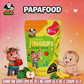 Bánh ăn dặm PAPAFOOD PAPAPUFFS Chuối & Táo & Cải Bó Xôi - 100% Ngũ Cốc Hữu Cơ - CHO BÉ DỊ ỨNG ĐẠM SỮA BÒ & CHÀM SỮA - Gói 30G - (MSMV: 8938549094087)
