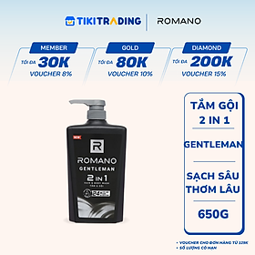 Tắm Gội 2 Trong 1 Romano Hương Nước Hoa Gentleman 650g 2in1 Hair & Body Wash