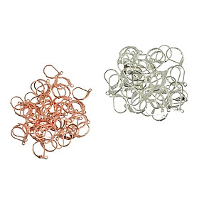 100Pcs France Earring Hoop Leverback Earrings Hook Earwire Earring Clip Ear Wire Hoop Ear Findings for DIY Earrings - Rose Gold Silver