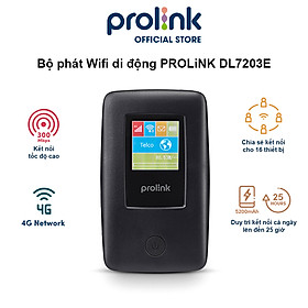 Bộ phát Wifi di động PROLiNK DL7203E dùng SIM 4G LTE 150Mbps, pin 5200mAH lên tới 25h, TFT 1.44