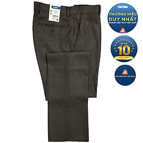 Viettien - Quần tây nam vải mới dệt dày 1R4331 màu xám đậm regular fit may vừa vặn không ly