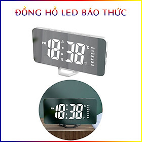 Đồng Hồ Báo Thức Kỹ Thuật Số Mặt Gương Có Báo Nhiệt Độ Kèm Giá Đỡ Tiện Lợi