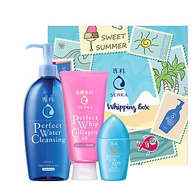 Hộp quà Senka Skin Lover từ Collagen (Water Ceansing 300ml + Collagen 120g + UV Milk 40ml)