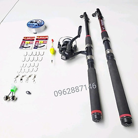 Combo bộ cần câu cá rút shimano kèm máy và phụ kiện đầy đủ