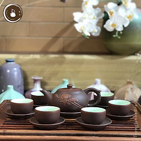 Mua Bộ Ấm Chén Trà Đạo Gốm Tử Sa Bát Tràng Hoa Sen Dáng Sư Cầu Dung Tích 230ml (Bộ Ấm Chén) AVMT 64