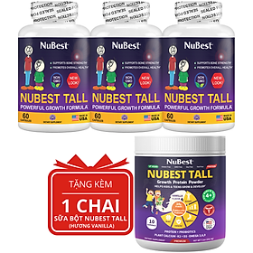 [Combo 3 tặng 1] TPBVSK hỗ trợ Tăng Chiều Cao 3 NuBest Tall TẶNG 1 Sữa Bột NuBest Tall (Hương Vanilla)